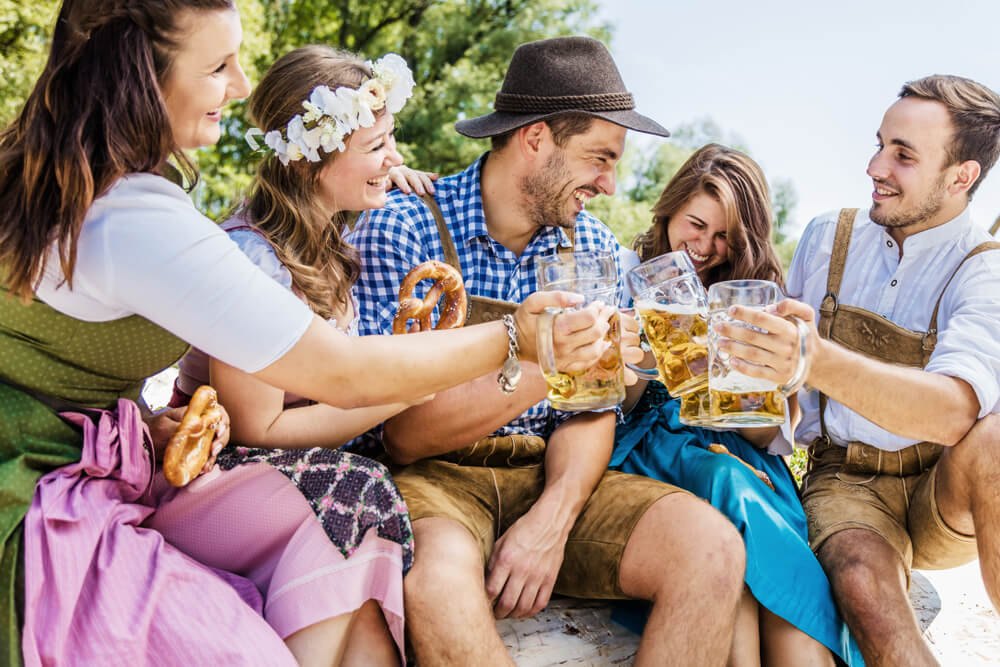 A group enjoying Oktoberfest in Panama City Beach.